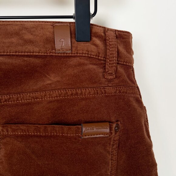 New 7 For All Mankind High Waist Slim Kick Bootcut Flare Crop Velvet Suede Pants - Picture 12 of 14